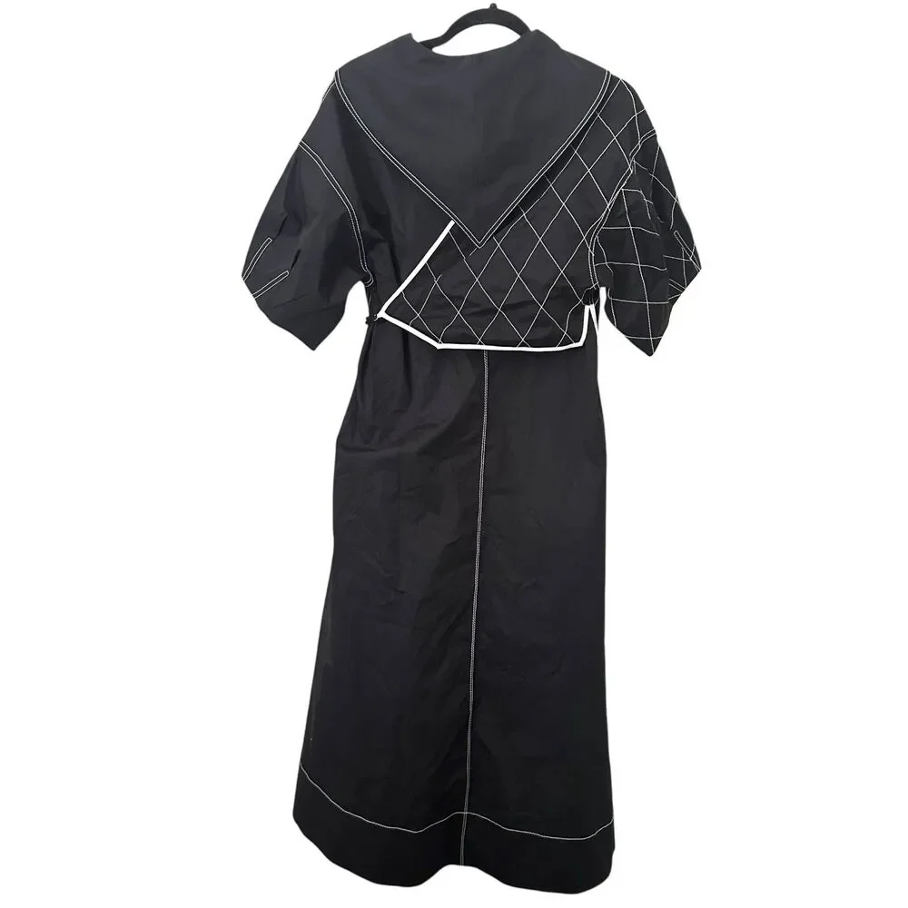 TORY BURCH Diamond‎ Topstitch Sailor Dress Black NWT Sz 2